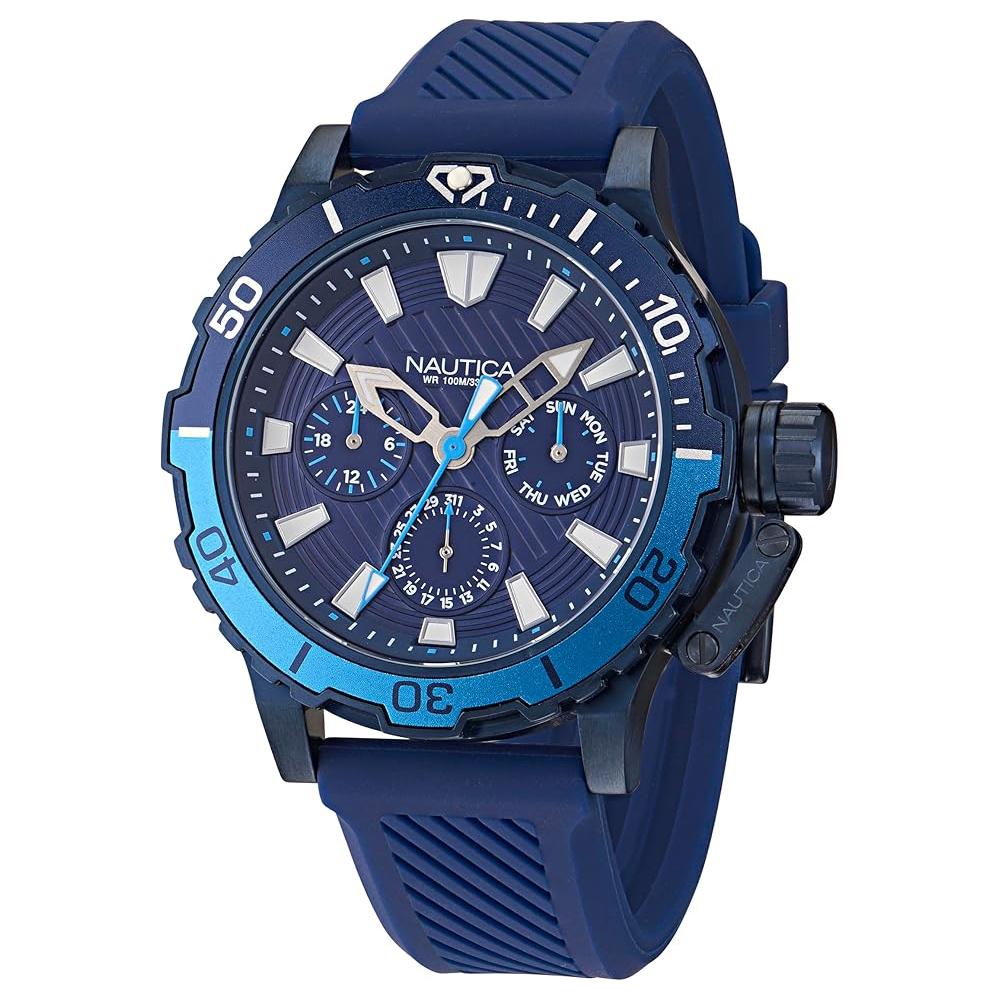 Nautica Glenrock Lagoon Blue Silicone Mens Watch