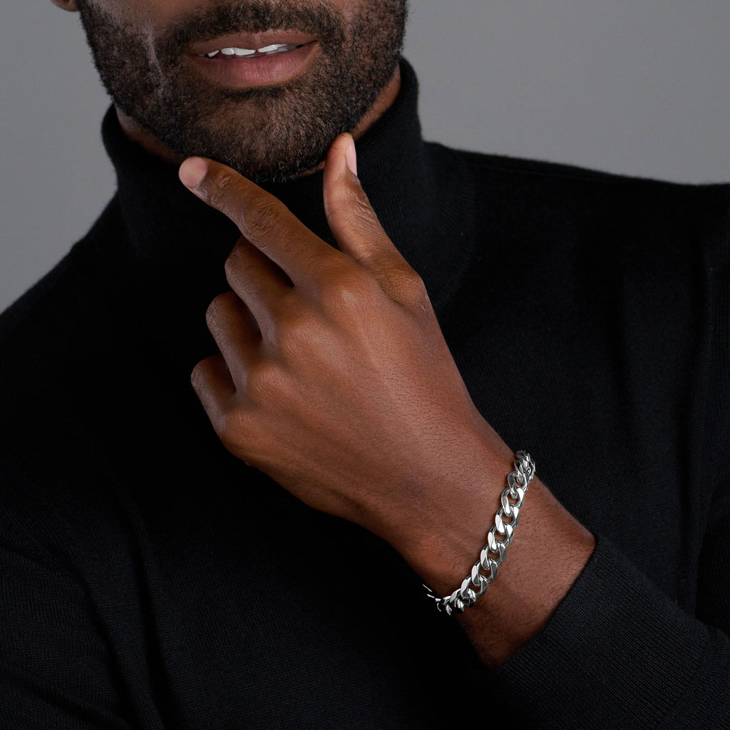 Cuban Link Chain + Bracelet (Silver) - 12mm
