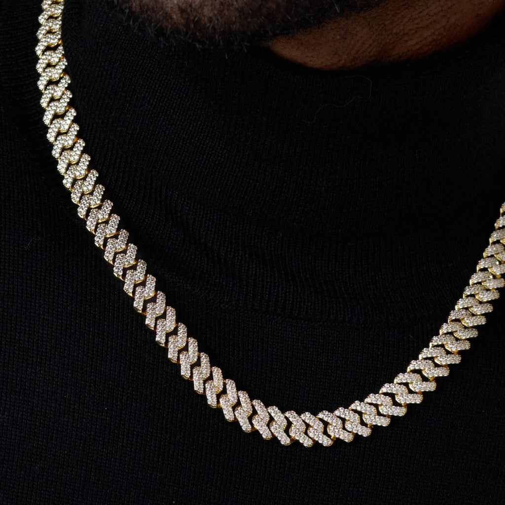Iced Prong Cuban Chain (Gold) - 12mm