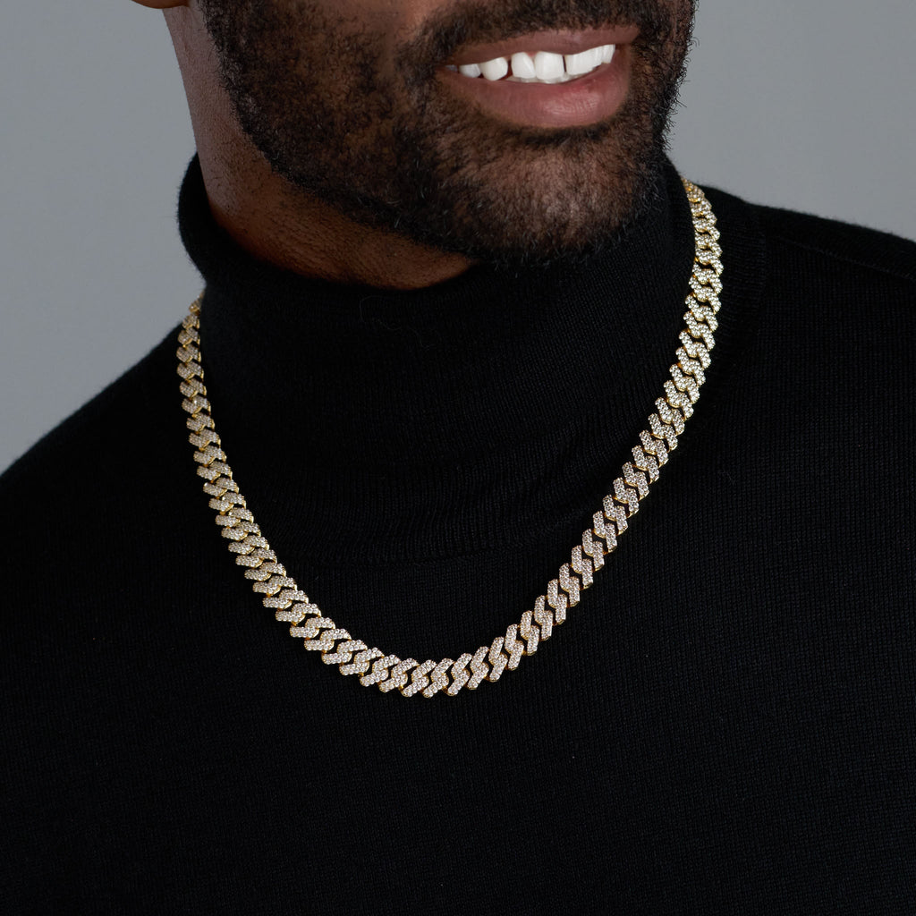 Iced Prong Cuban Chain + Bracelet (Gold) - 12mm
