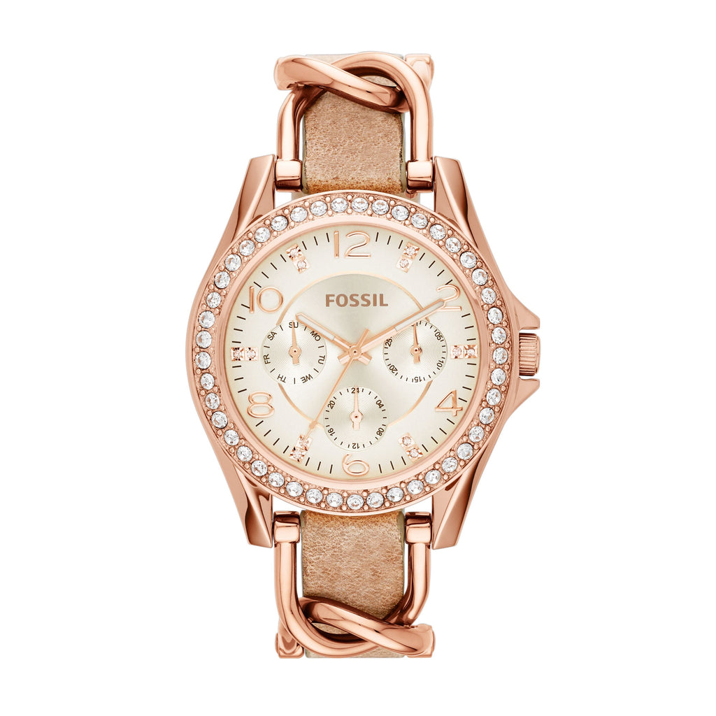 Fossil Women's Riley 38mm Multifunction, Rose Gold-Tone Stainless Steel Watch
