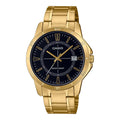 Casio Men’s Gold Stainless Steel Watch with Black Dial - MTP-V004G-1CUDF