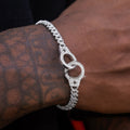 GLD Iced Handcuff Diamond Prong Cuban Bracelet in White Gold