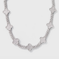 Clover Iced Prong Cuban Chain (Silver) - 8mm