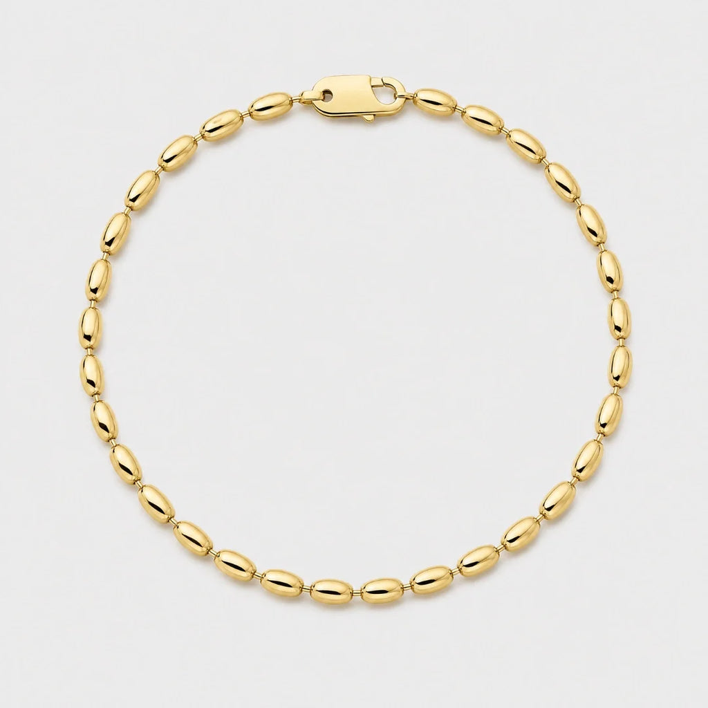 Oval Bead Bracelet (Gold) - 2.5mm