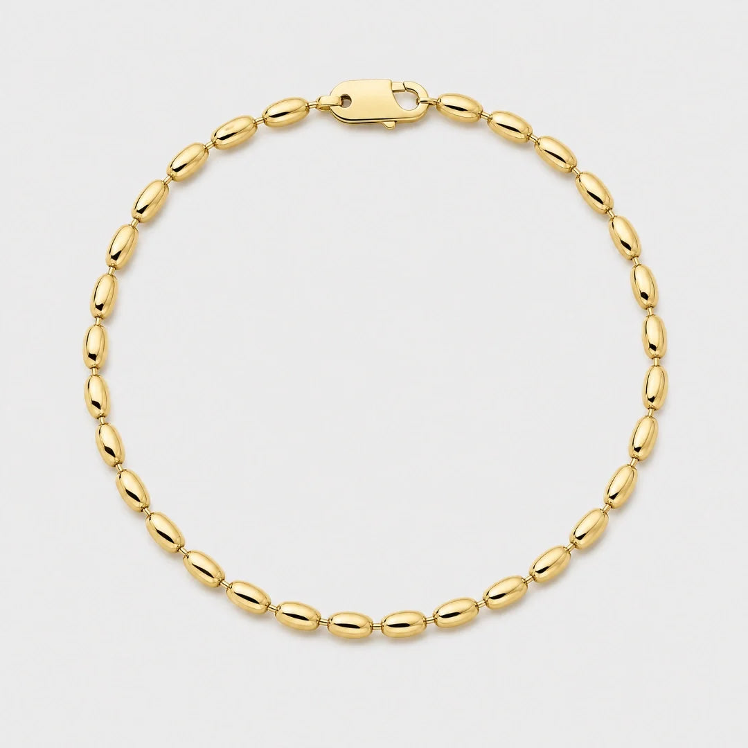 Oval Bead Bracelet (Gold) - 2.5mm