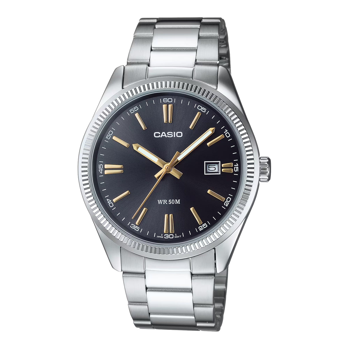 Casio Men’s Black Dial Analog Watch with Stainless Steel Bracelet - MTP-1302D-1A2V