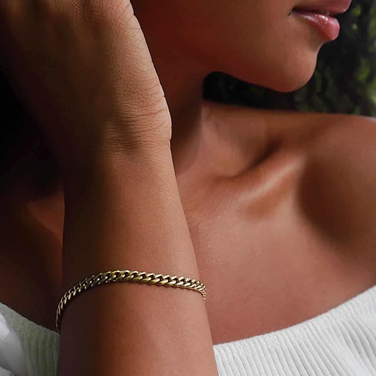 Solid Gold Cuban Bracelet 5mm in Yellow Gold
