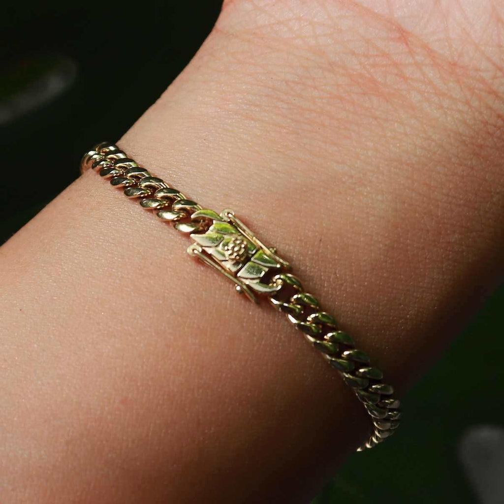 Solid Gold Cuban Bracelet 5mm in Yellow Gold