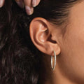 14k Solid Gold Small Eternity Hoop Earrings in Yellow Gold-VS Diamonds