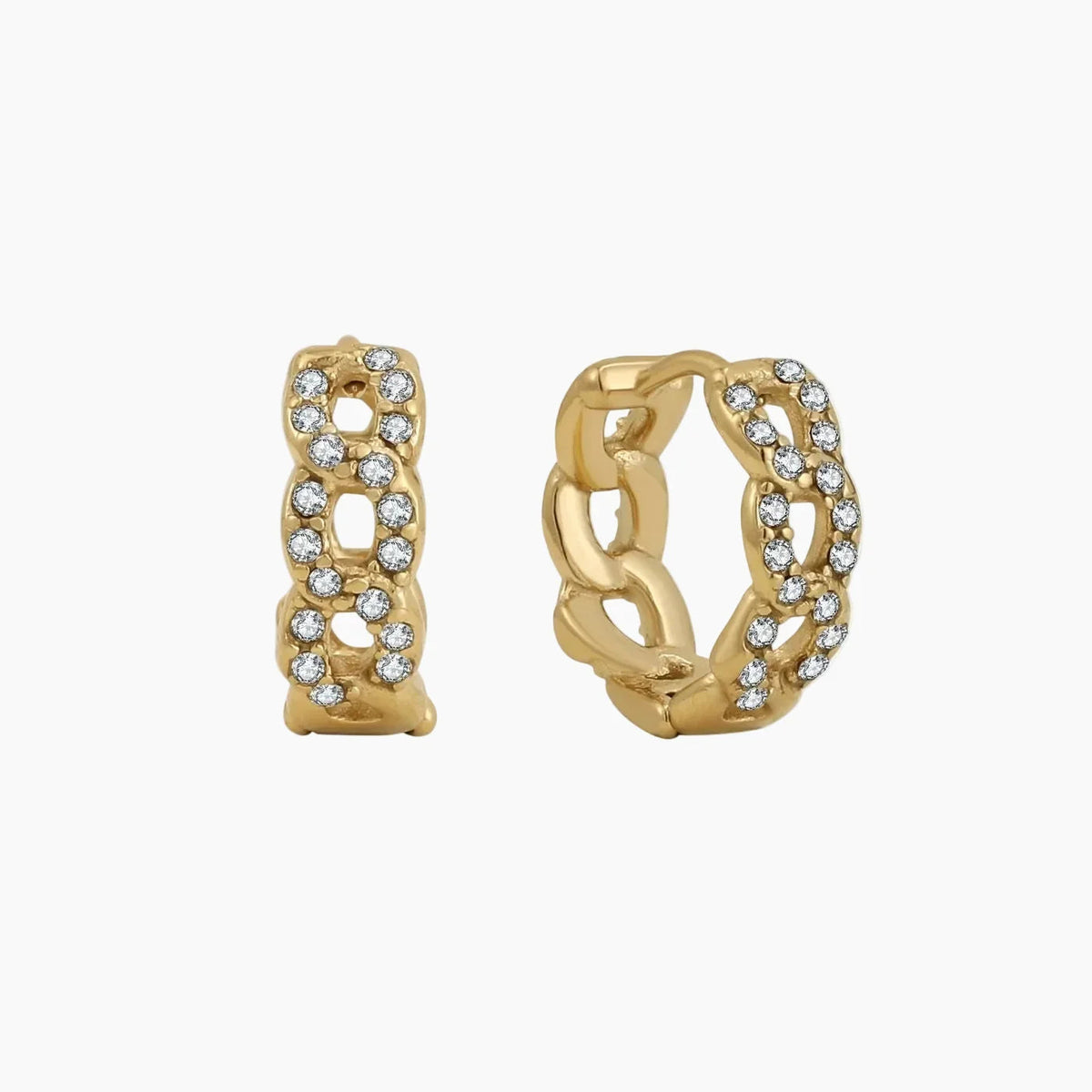 Iced Cuban Link Huggie Earrings
