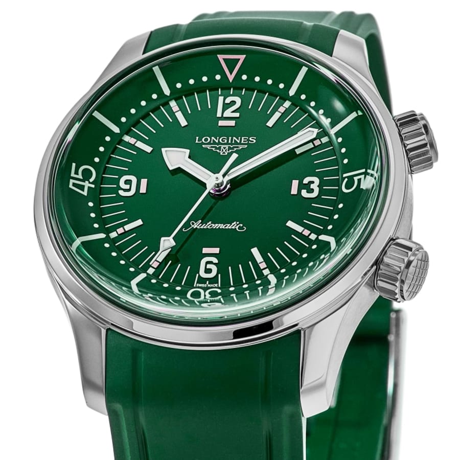 Longines Legend Diver Green Dial Rubber Strap Men's Watch L3.764.4.06.9