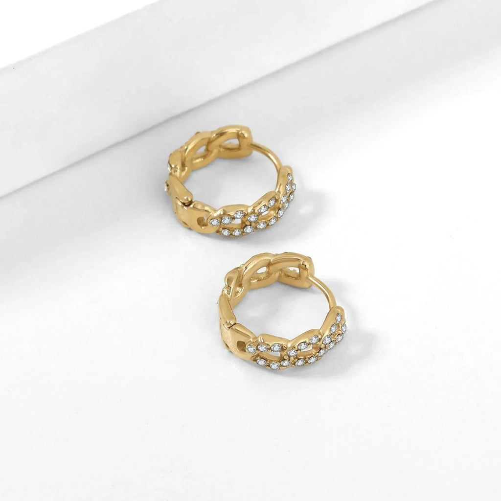 Iced Cuban Link Huggie Earrings