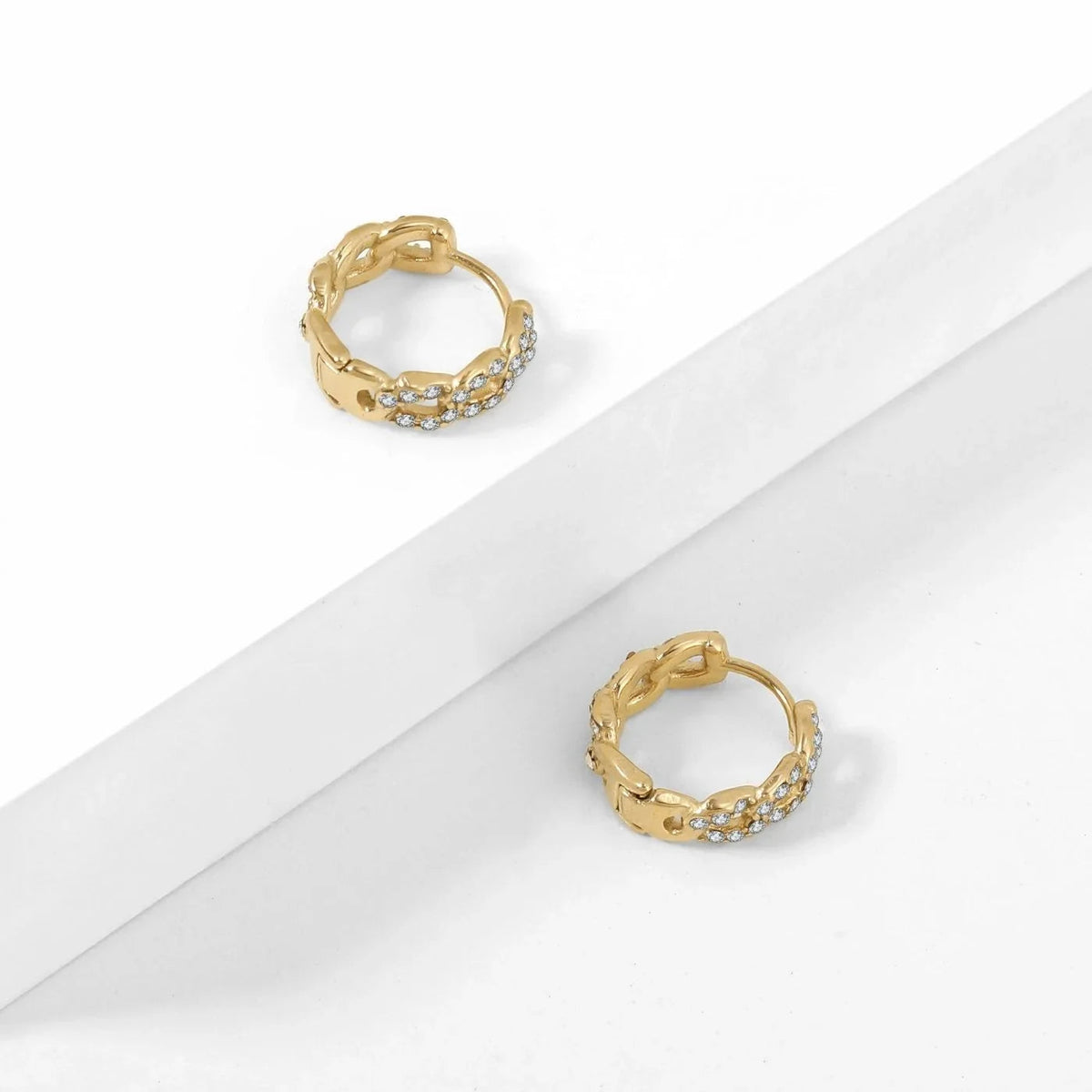 Iced Cuban Link Huggie Earrings