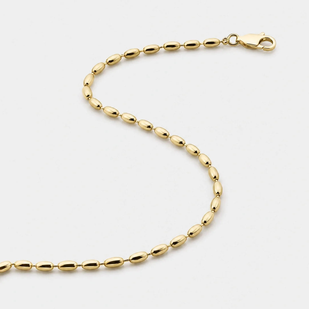 Women's Oval Bead Bracelet (Gold) - 2.5mm