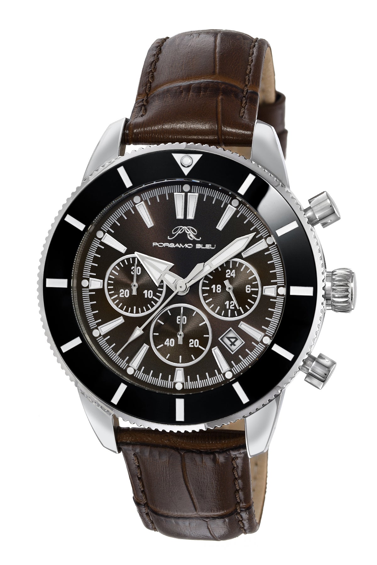 Brandon Men's Leather Black and Brown Watch 1012CBRL