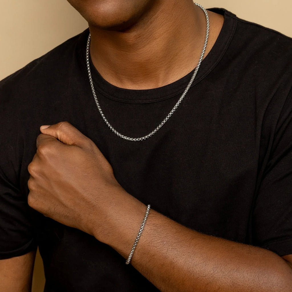 Mens Box Chain Bracelet - 4mm