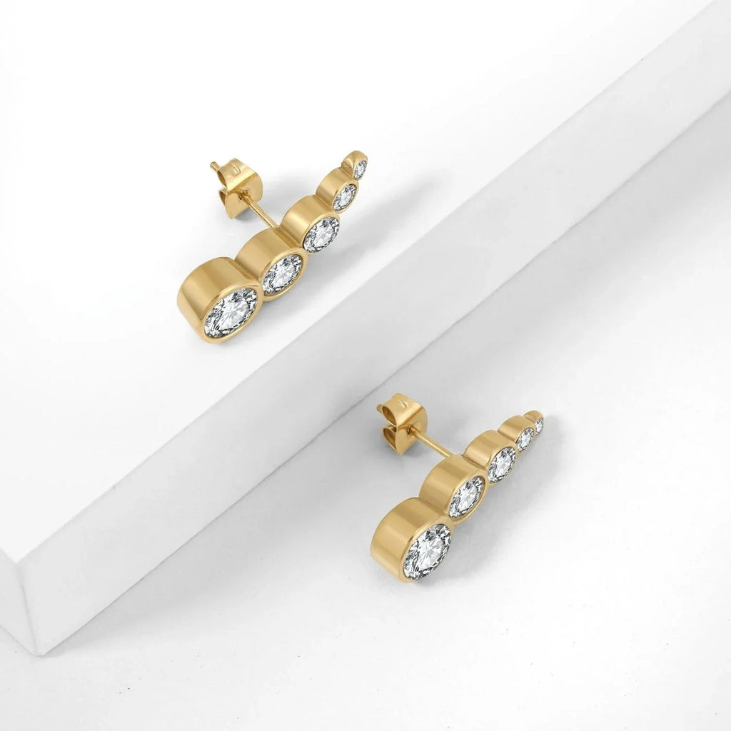 5 Stone Stud Earrings