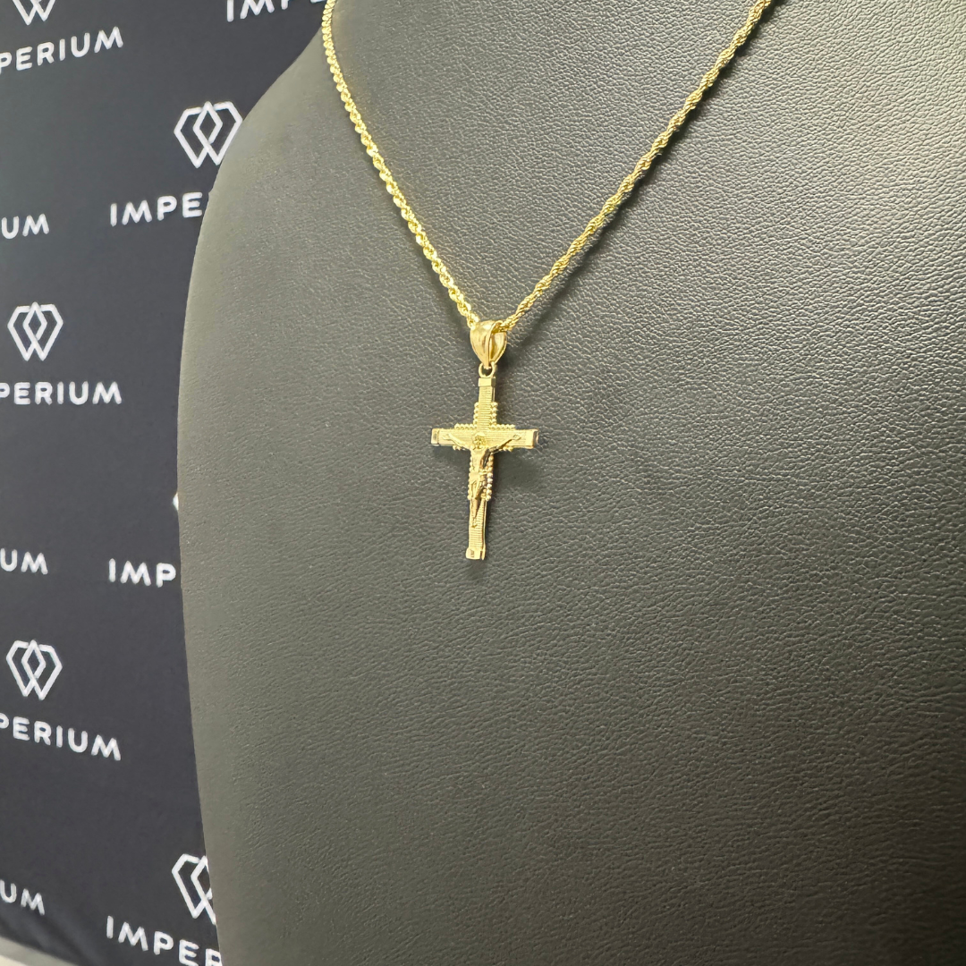Solid Gold Small Jesus Cross Pendant