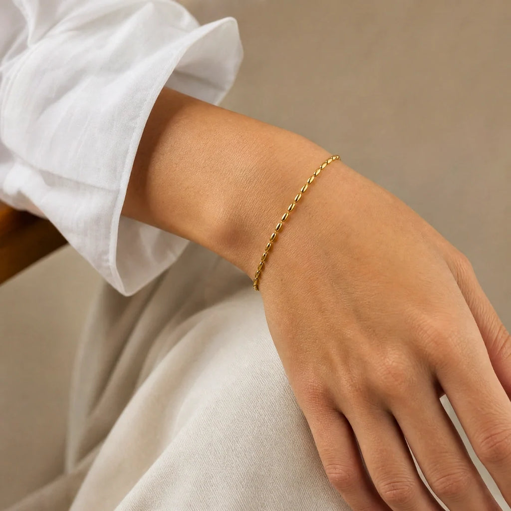 Women's Oval Bead Bracelet (Gold) - 2.5mm