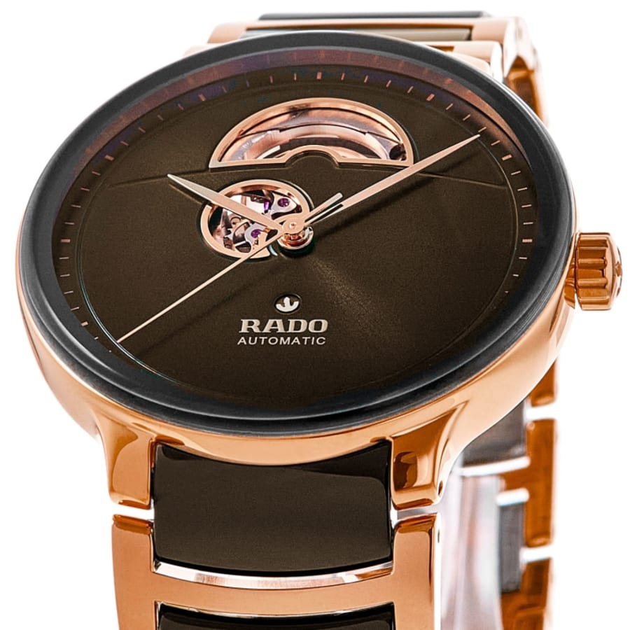 Rado Centrix Automatic Open Heart Brown Dial Two-Tone Ceramic & Stainless Steel Unisex Watch R30013302