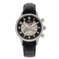 Beatrice Automatic Skeleton Dial Leather-Band Watch with Day & Date