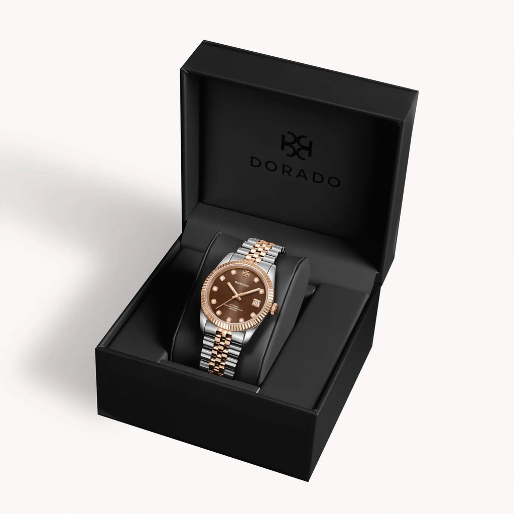 DORADO Rose Two Tone Timeless Watch - Chocolate