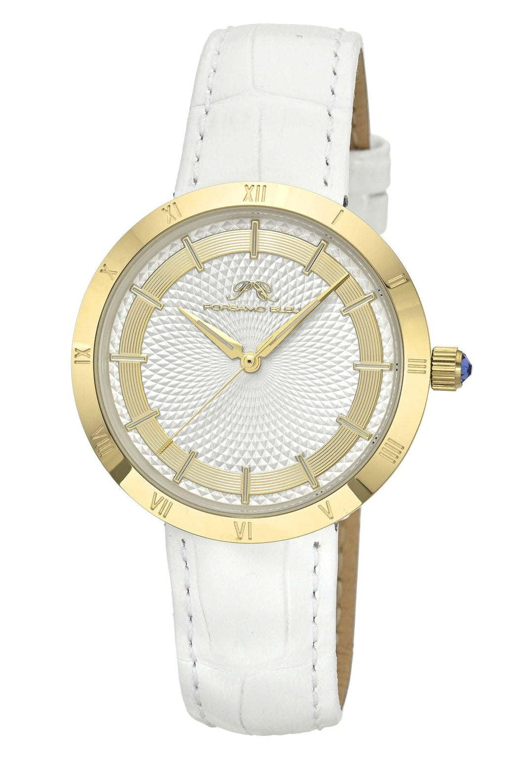 Porsamo Bleu Women's Monroe Genuine Leather Gold Tone and White Watch 1491CMOL