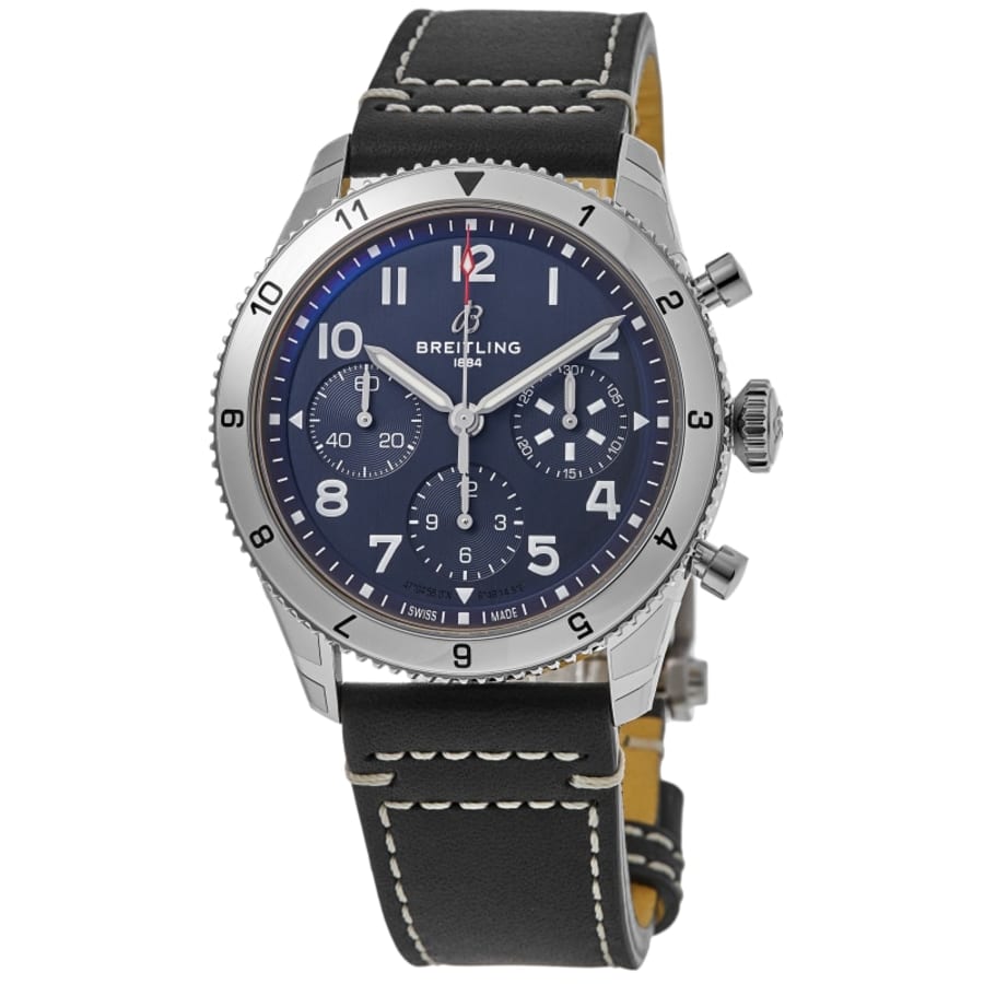 Breitling Classic Avi Chronograph 42 Tribute to Vought F4U Corsair Blue Dial Leather Strap Men's Watch A233801A1C1X1