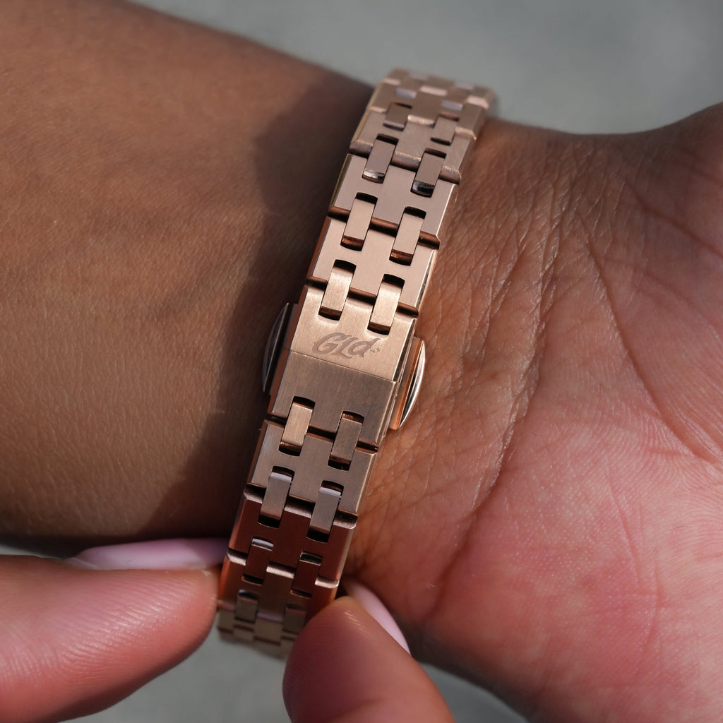 25MM Mini Visionary Stainless Steel Band Watch - Rose Gold - Chocolate Brown Dial