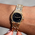 25MM Mini Visionary Stainless Steel Band Watch - Gold - Black Dial