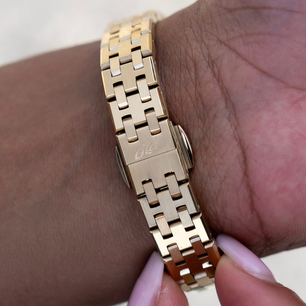 25MM Mini Visionary Stainless Steel Band Watch - Gold - Black Dial