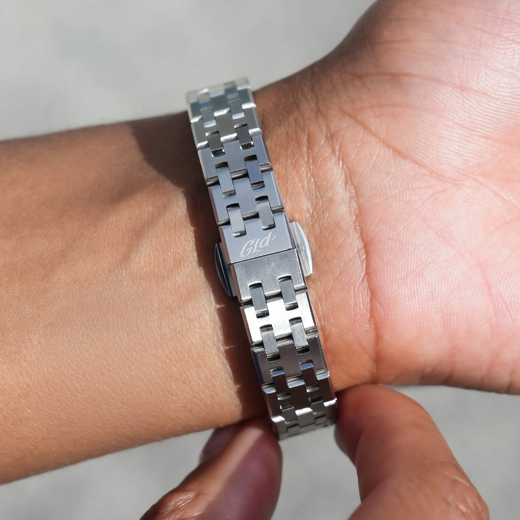 25MM Mini Visionary Stainless Steel Band Watch - White Gold - Mint Green Dial