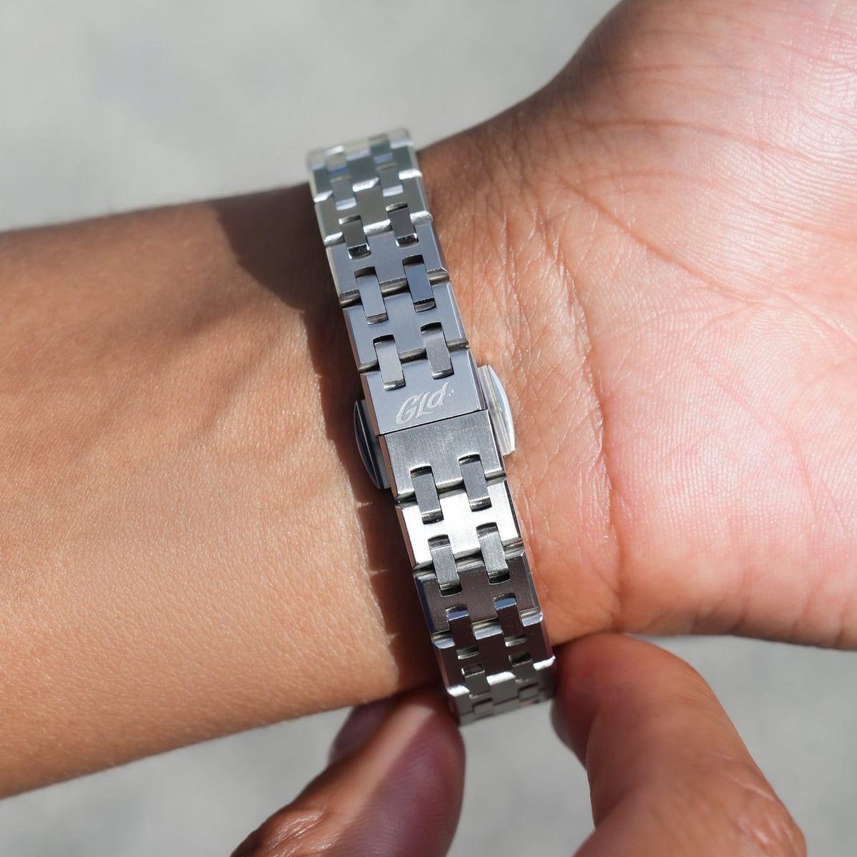 25MM Mini Visionary Stainless Steel Band Watch - White Gold - Mint Green Dial