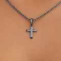 Micro Simple Cross Pendant in Black