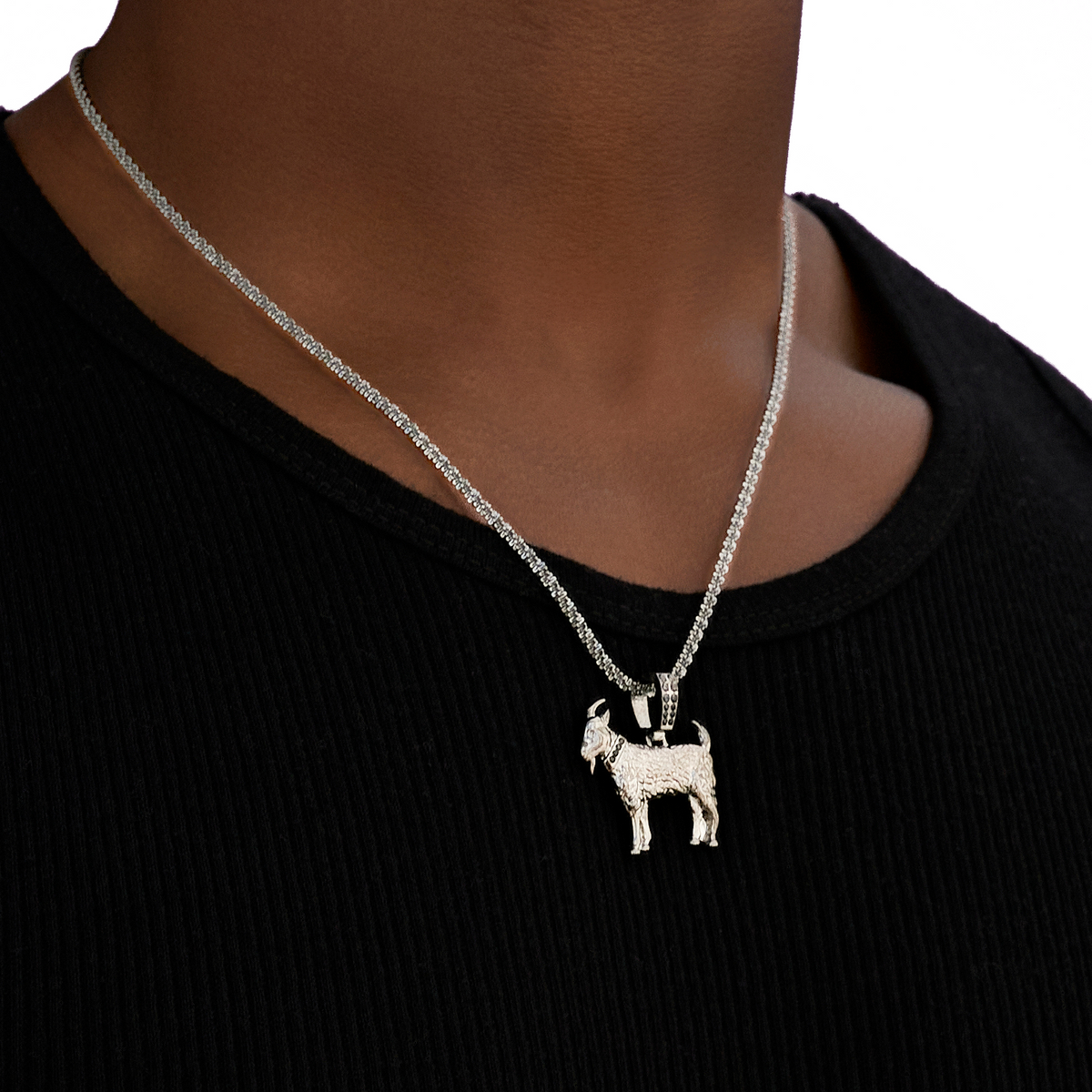 Micro Simple Goat Pendant in Black