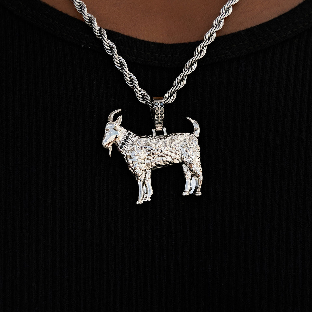 Simple Goat Pendant in Black