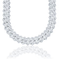 Moissanite Diamond Prong Cuban Chain in Sterling Silver - 19mm