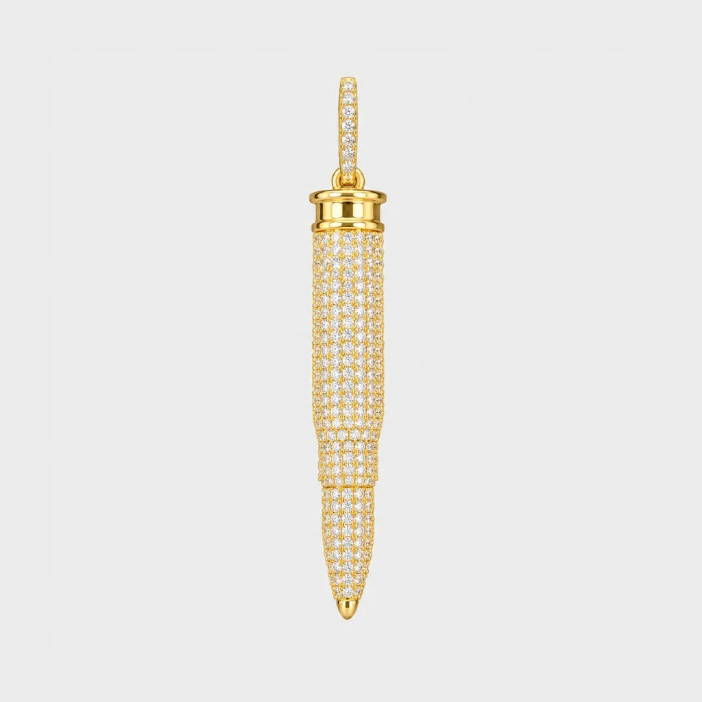 Iced Bullet Pendant (Gold)