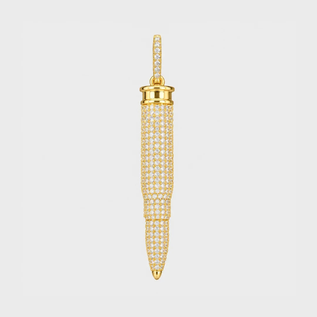 Iced Bullet Pendant (Gold)