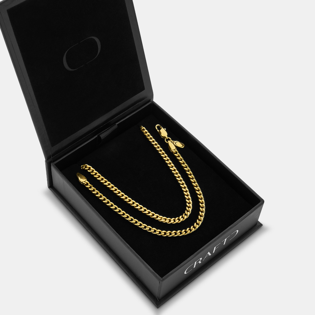 Cuban 4mm Gift Set (Gold)