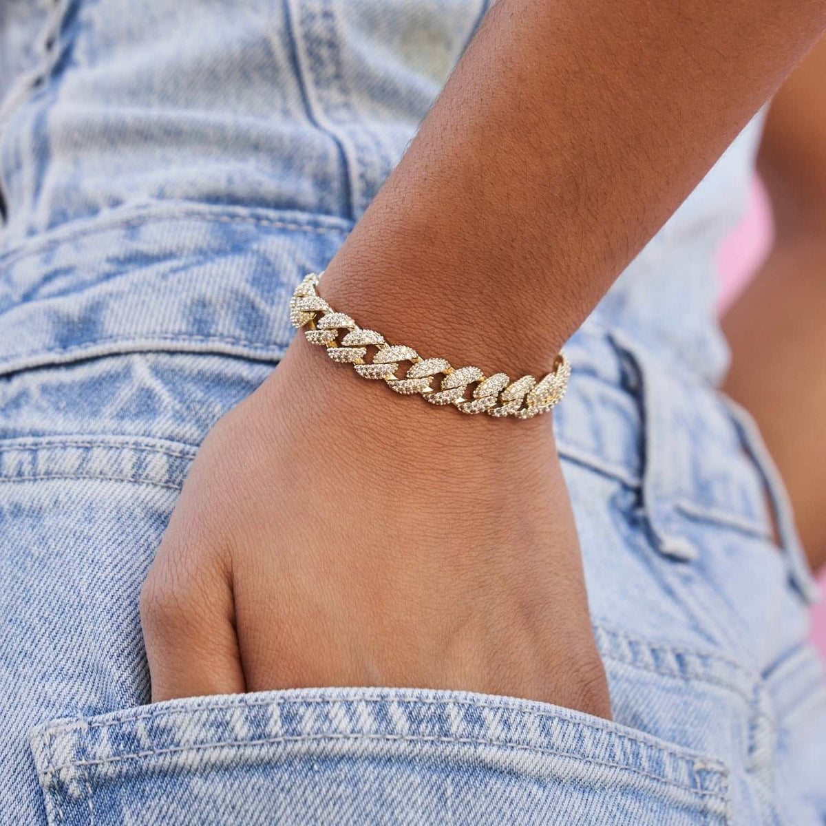 Diamond Cuban Bracelet in Yellow Gold - 8.5mm
