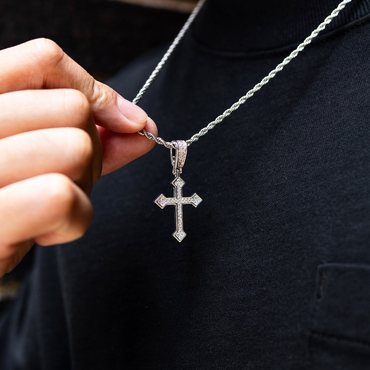 Iced Celtic Cross in White Gold