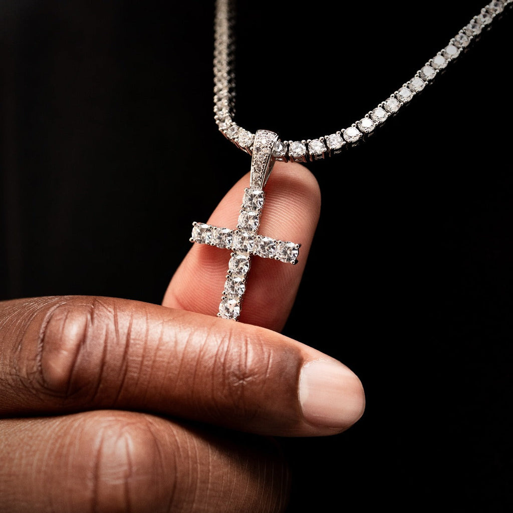 Diamond Cross Pendant in White Gold