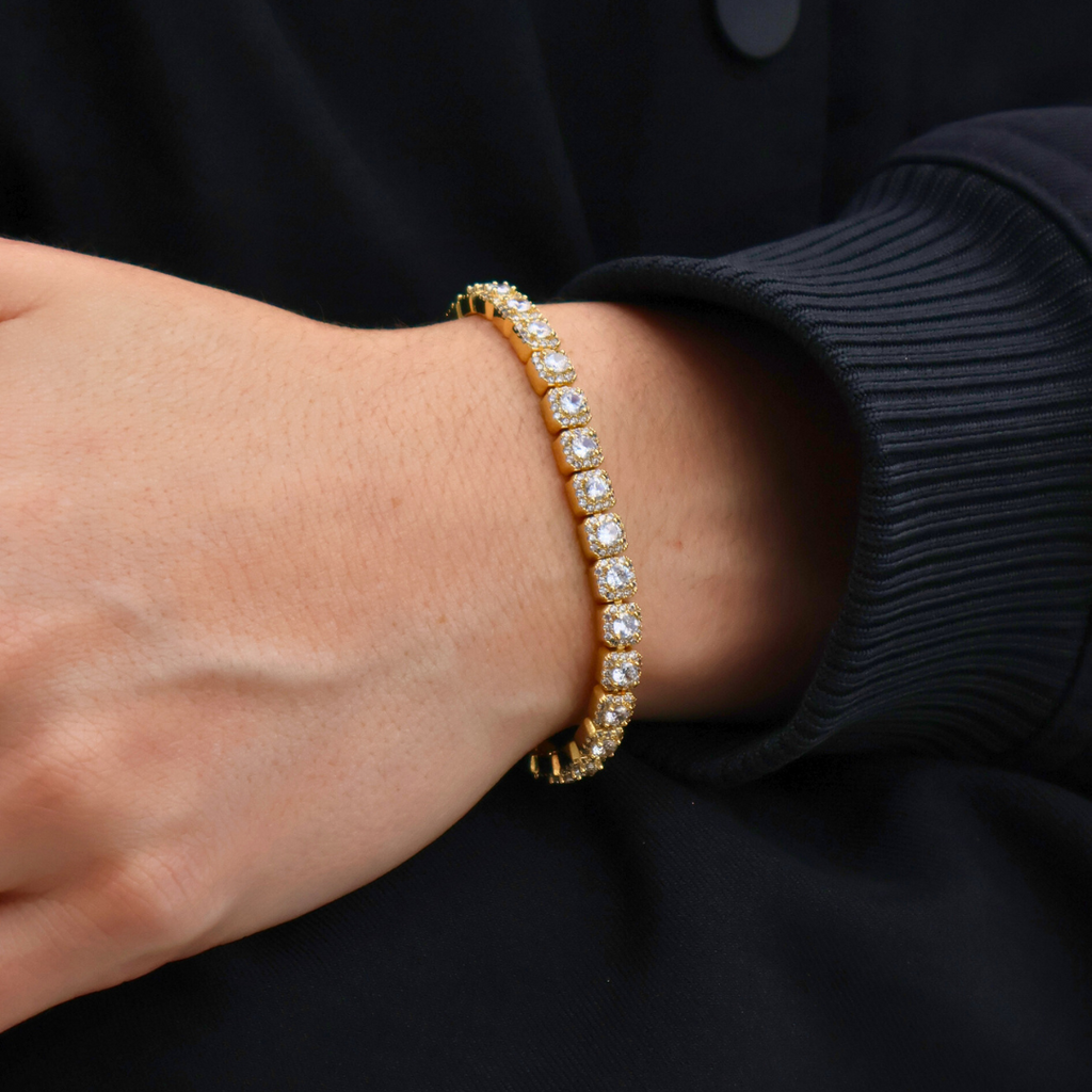 Women's Micro Clustered Tennis Bracelet (Gold) - 5mm