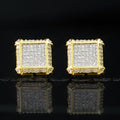 Iced Hip Hop  CZ Gold-Plated  Square Punk Stud Earring 11mm