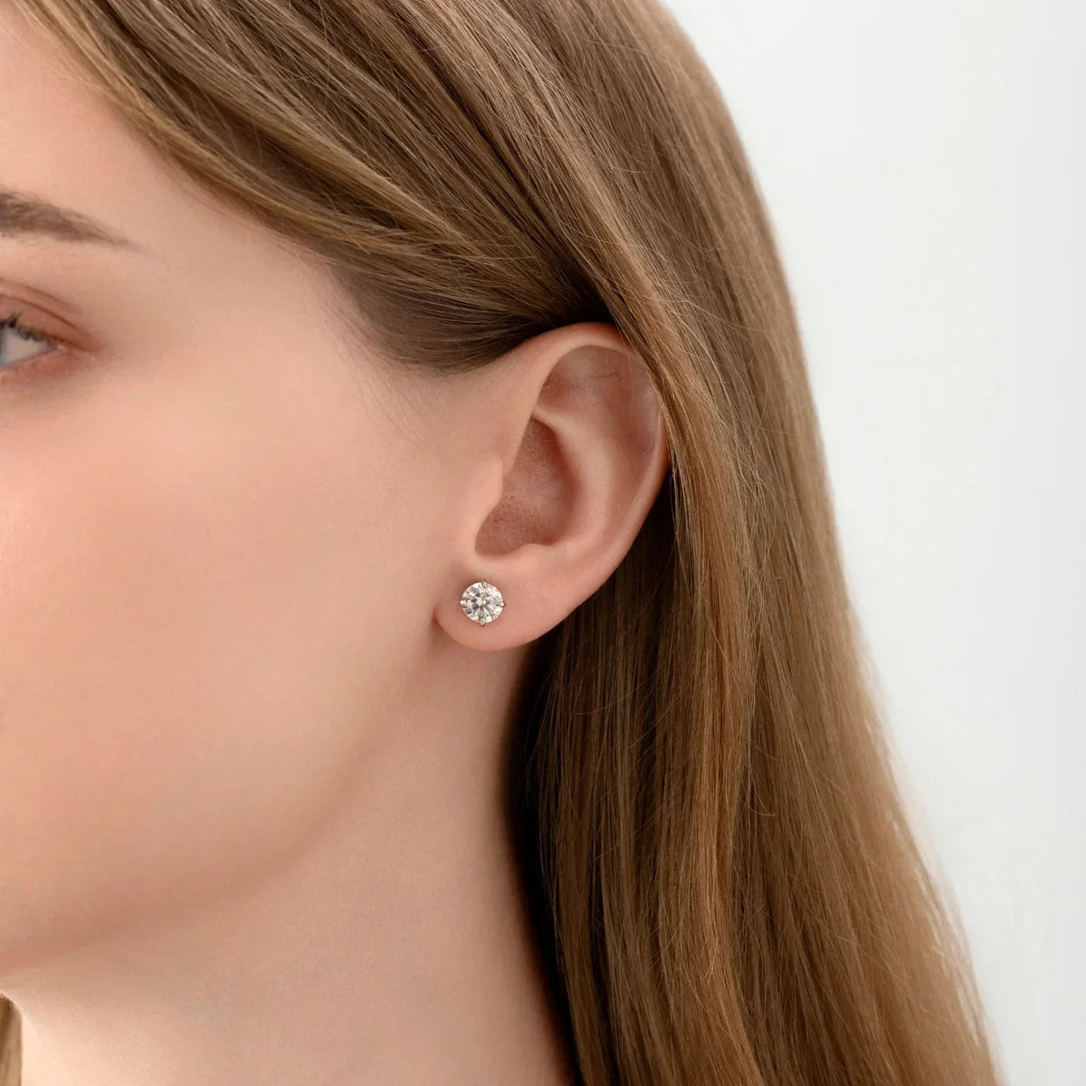 Round Cut Moissanite Stud Earrings