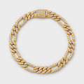 Iced Figaro Bracelet (Gold) - 7mm