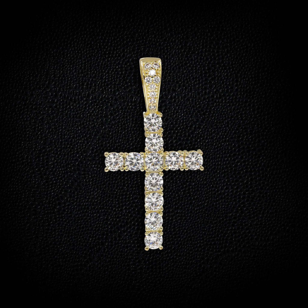 Solid Gold Diamond Cross Pendant-VS Diamonds