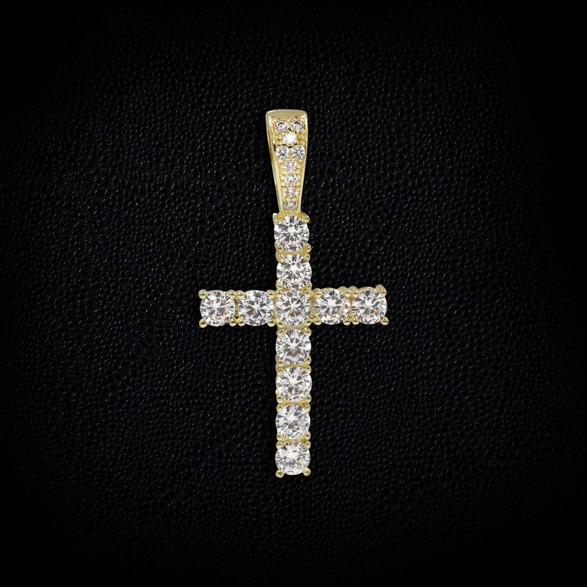 Solid Gold Diamond Cross Pendant-VS Diamonds